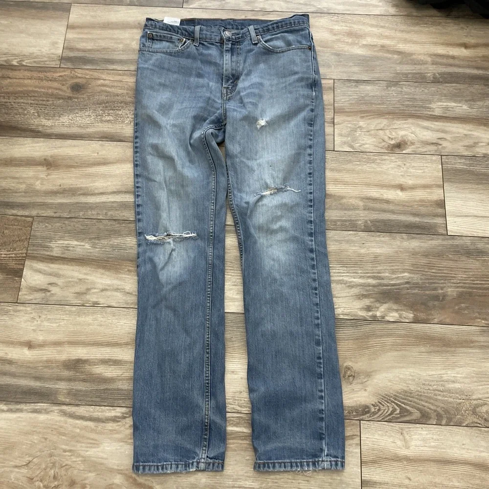 Men's Levi's 511 32x32 Dark‎ Distressed Denim Jeans